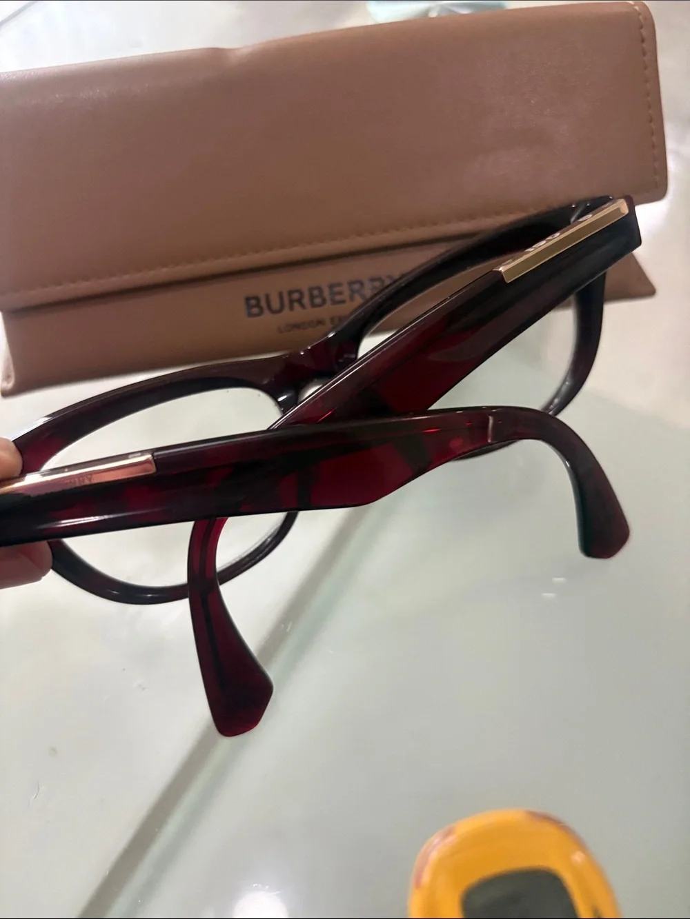 BURBERRY Reading Glasses Check Red & Gold Frames